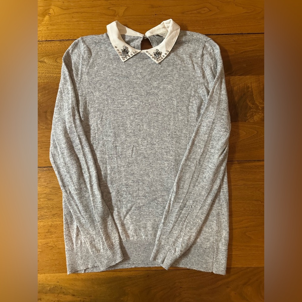 LOFT embellished wool blend sweater Large